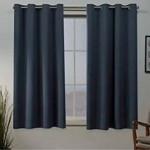 NWT Exclusive Home Sateen Blackout Grommet Curtain Panel Pair 52”x63" Indigo